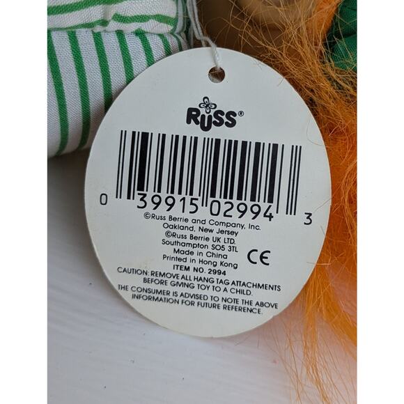 Vintage Russ Leprechaun Troll Doll w/Tag 8" Orange Hair Pot Of Gold St Patricks - Picture 6 of 6